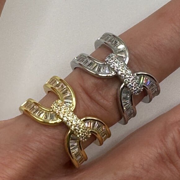 Adjustable Bling Statement Ring Baguette Cut and Channel Set 1417 - Picture 9 of 10